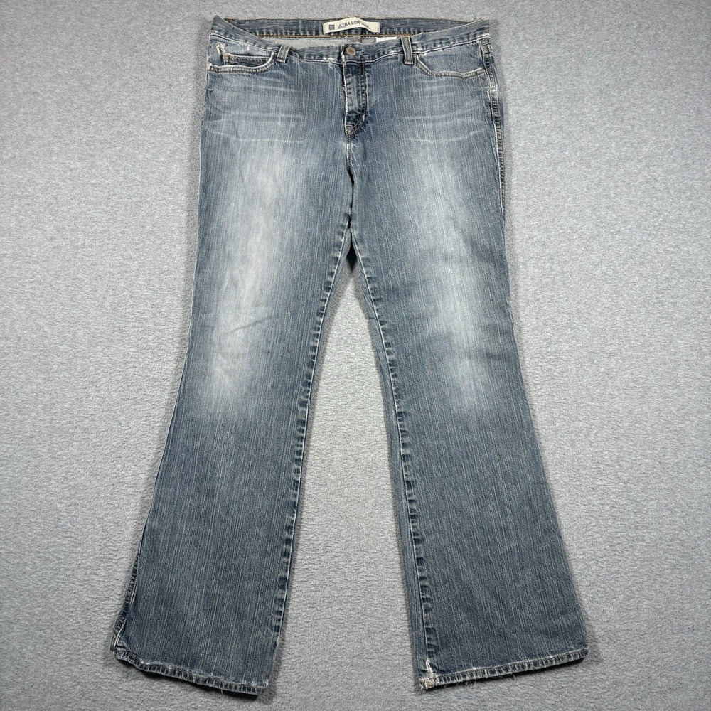 Vintage Gap Ultra Low Rise Jeans Women 16 Reg 35x31 Blue Flare Stretch Y2K Denim